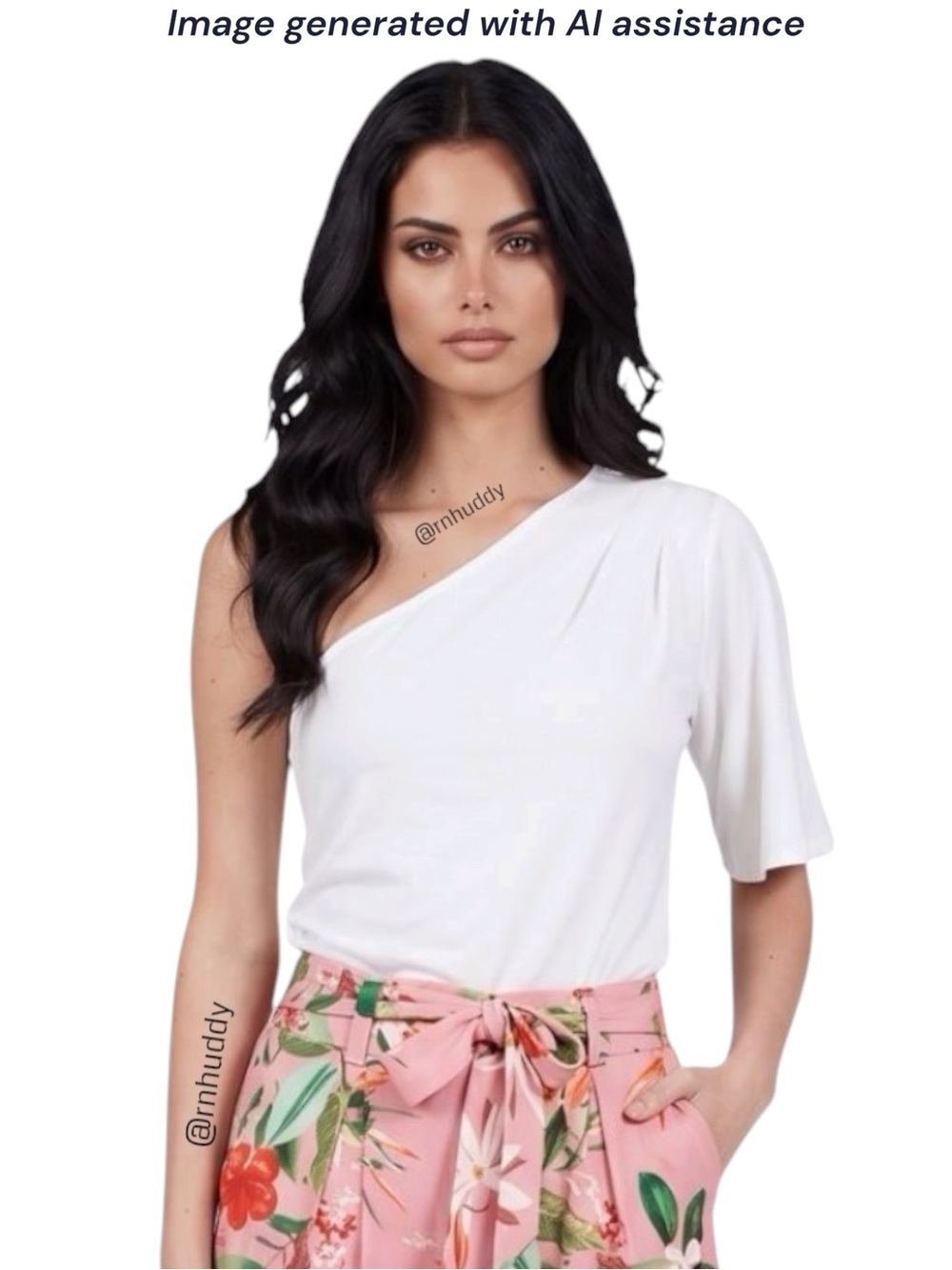 Express XS white linen blend one shoulder top